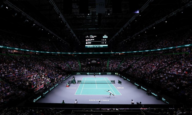 Davis Cup action in the Manchester AO Arena