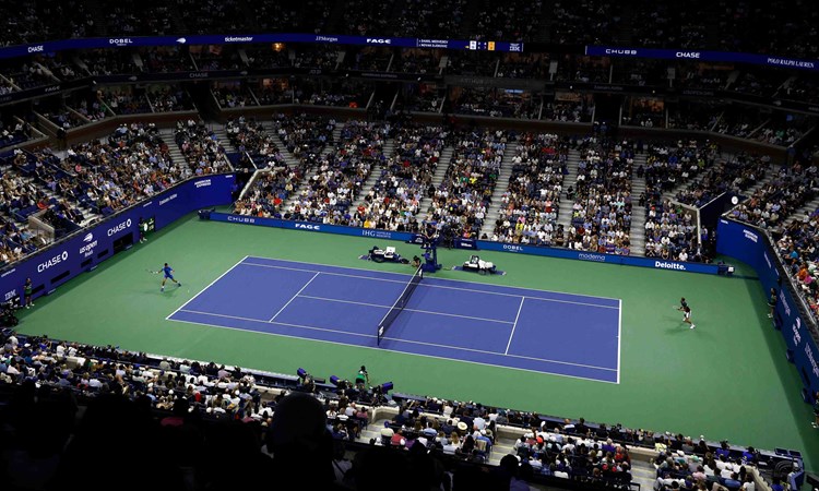 A general view of the court at Arthur Ashe stadium in New York