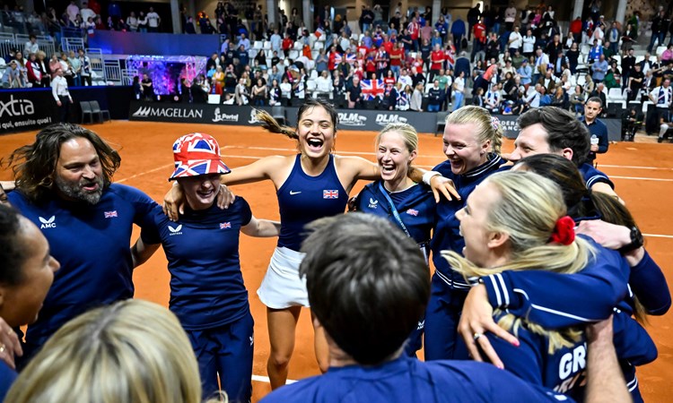 Lexus GB Billie Jean King Cup team celebrate victory over France