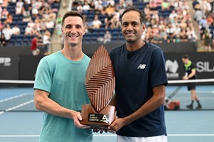 Joe Salisbury and Rajeev Ram holding the Adelaide International title