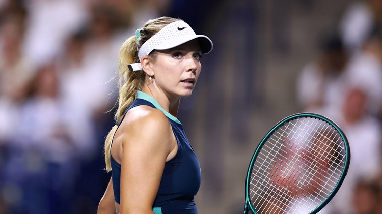 Katie Boulter in action at the National Bank Open